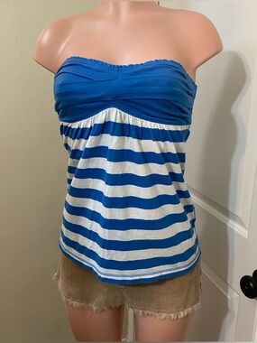 RARE! NWT Y2K vintage Abercrombie babydoll blue and white striped tube top